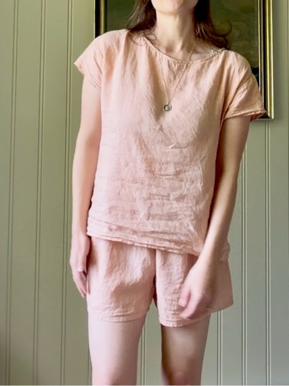Handmade 100% Linen 2 Piece Set - Blush - Small